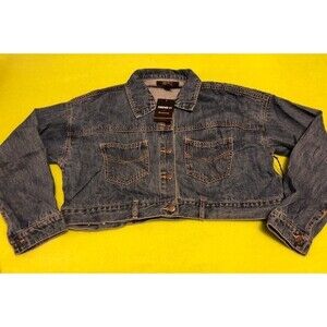 NWT Forever 21 Contemporary Denim Dark Blue Crop Jean Jacket Medium M